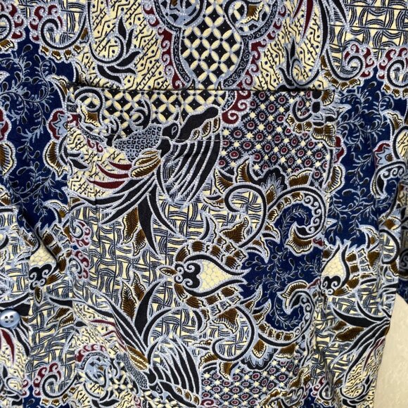 Java Lava Mens XL Short Sleeve Blue & Beige Paisley Button-Up Shirt Coastal Beec - Picture 4 of 14